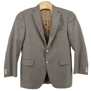 Peter Millar x Nordstrom Mens 42R Wool Houndstooth Blazer Sport Coat Brown Tan